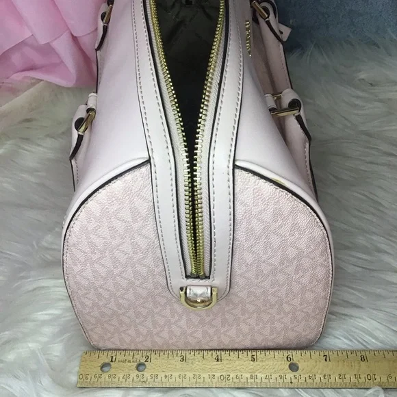Michael kors pink monogram mk logo barrel satchel - Picture 7 of 16